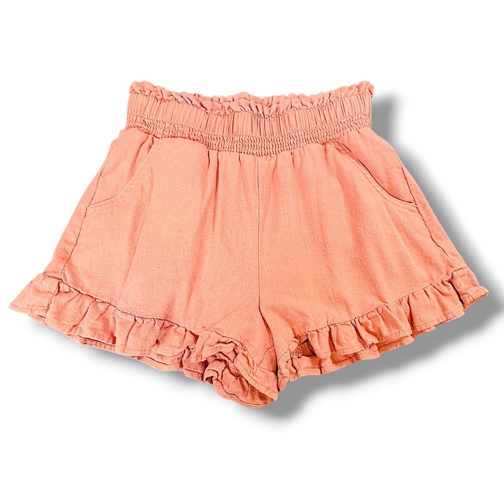 Vanilla Star Womens XS Coral Ruffle Shorts Elastic Waist Boho Lounge Summer Comf